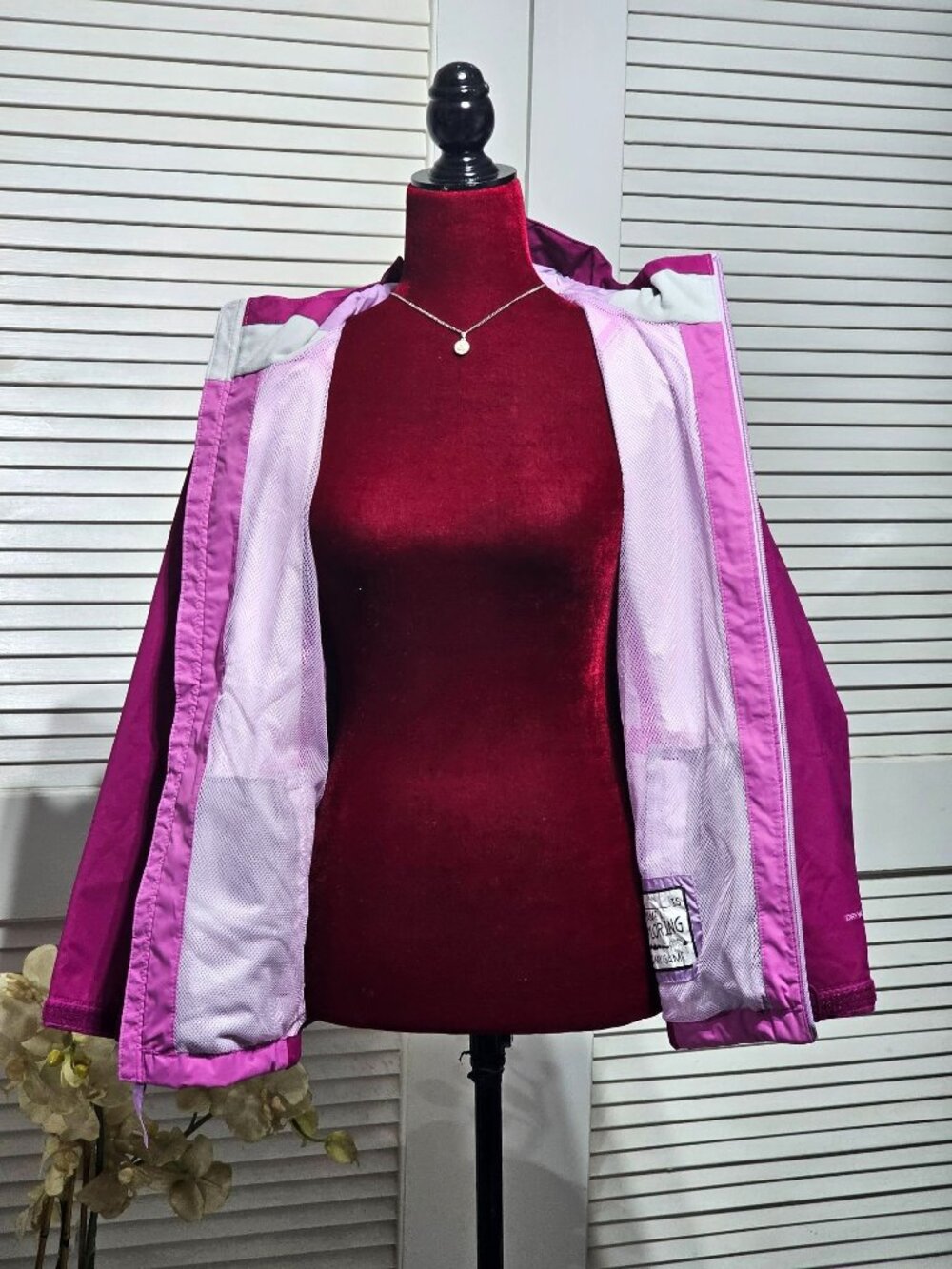 The North Face Girls Youth Pink Magenta Windbreaker Hooded Jacket Sz L14/16 2986 - Picture 6 of 15